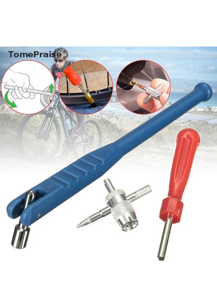 Tomepraise Araba Motosiklet Kamyon Lastiği Supap Kök Çektirme Çekirdek Sökücü 4 Yollu Onarım Aracı Kiti Butik (Yurt Dışından) modelleri
