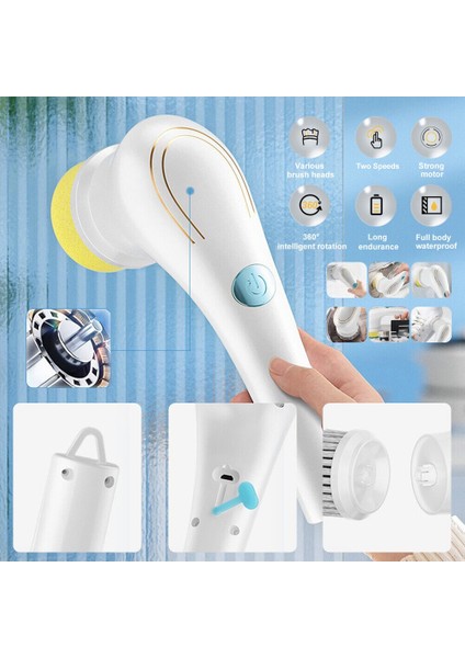 Elektrikli Temizleme Fırçası Elektrikli Sıkma Scrubber Naylon ve Sünger Fırça Kafası Sünger Temizlik Bezi Giysi, Fayans, Cam (Yurt Dışından) modelleri