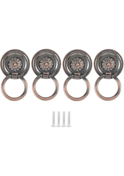 Chenba Tan 4 Adet Kapı Halkası Tokmağı Antik Çinko Alaşım Çekmece Dolap Dolap Kolları Donanım Montaj (Yurt Dışından) indirimleri