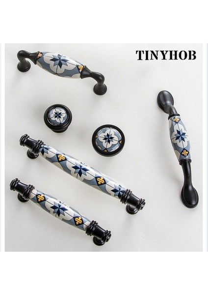 Mavi Çiçek/seramik Kapı Kolları ve Kolları Iskandinav Mobilya Kolları Çekmece Çeker Mutfak Dolabı Kolları ve Vidalı Kolları (Yurt Dışından)