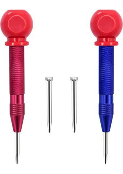 Otomatik Merkez Delgeç, 2 Paket Merkez Delik Delgeç, Ayarlanabilir Yaylı Gerginlik Zımba Aleti (2 Adet Alternatif Kafa Ile) (Yurt Dışından)