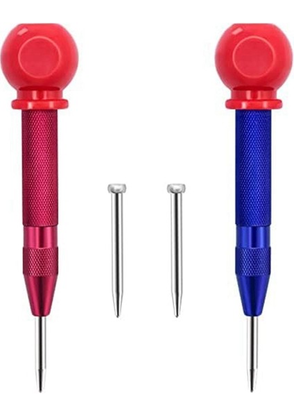 Otomatik Merkez Delgeç, 2 Paket Merkez Delik Delgeç, Ayarlanabilir Yaylı Gerginlik Zımba Aleti (2 Adet Alternatif Kafa Ile) (Yurt Dışından)