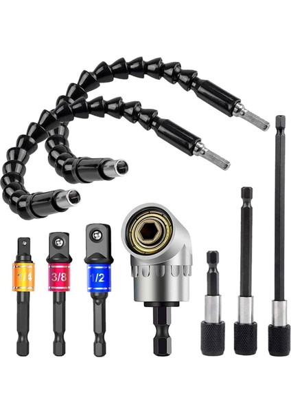 Esnek Matkap Uzatma Altıgen Şaftlı Matkap Somun Sürücü Ucu Seti, Bükülebilir Matkap Ucu, Üniversal Soket Adaptör Seti (Yurt Dışından)