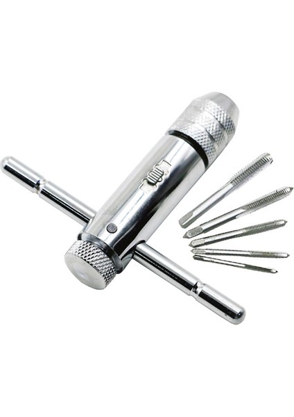 M3 M4 M5 M6 M8 Geri Dönüşümlü T Bar Kolu Cırcır Anahtarı Tutucu Musluk Kalıp Seti Gümüş (Yurt Dışından)