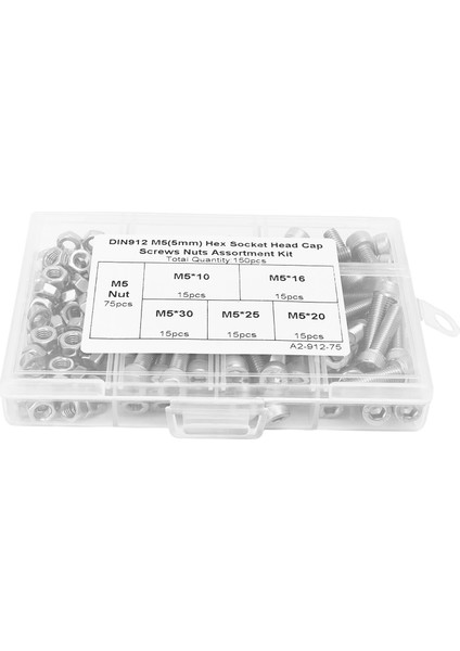 Altıgen Soket Vidalar Somun Seti, 304 Paslanmaz Çelik Soket Kapak Vidası Somun Seti Ev Aletleri Için 150 Adet (Yurt Dışından) modelleri