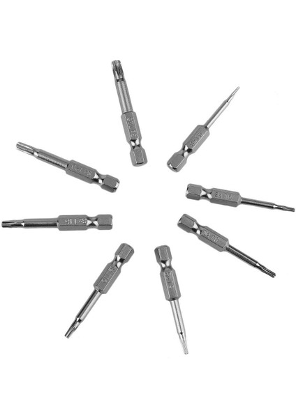 8 Adet Manyetik Torx Tornavida Uçları Seti Elektrikli Tornavida 50MM Uzunluk Gümüş (Yurt Dışından)
