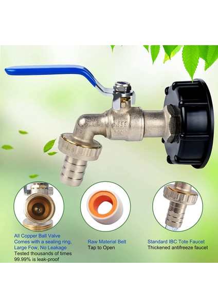 3/4 Inç Pirinç Ibc Tankı Musluk Ibc Tankı Adaptör Vanası Ibc Musluk Pirinçten Yapılmış S60 x 6 Su Deposu Ibc Adaptörü (Yurt Dışından)