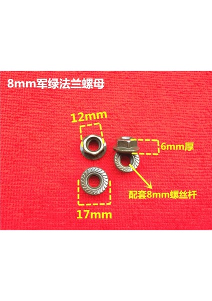 M6/8/10 Flanş Somunu Flanş Ordu Yeşil Flanş Somunu Elektrikli Araç Somunu Elektrikli Araç Vida Somunu (Yurt Dışından) modelleri