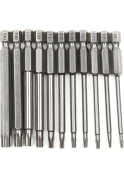 11 Adet 75MM Manyetik S2 Çelik Tornavida Uçları Hex Torx Kafa T6/T7/T8/T9/T10/T15/T20/T25/T27/T30/T40 (Yurt Dışından)