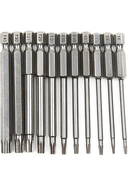 11 Adet 75MM Manyetik S2 Çelik Tornavida Uçları Hex Torx Kafa T6/T7/T8/T9/T10/T15/T20/T25/T27/T30/T40 (Yurt Dışından) fiyatları