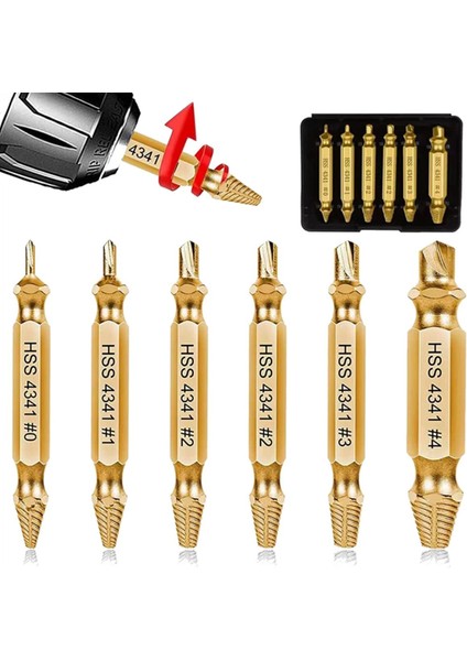 6pcs Hasarlı Vida Çıkarma Kiti, Kolayca ve Hızlıca Sökmek Için Yaygın Kırık Alet Boyutları (Yurt Dışından)