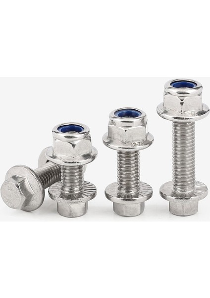 M5M6M8 304 Paslanmaz Çelik Flanş Kaymaz Dış Altıgen Vidalı Flanş Naylon Gevşeme Önleyici Somun Kombinasyonu *8-50 (Yurt Dışından) fiyatları