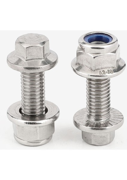 M5M6M8 304 Paslanmaz Çelik Flanş Kaymaz Dış Altıgen Vidalı Flanş Naylon Gevşeme Önleyici Somun Kombinasyonu *8-50 (Yurt Dışından) modelleri