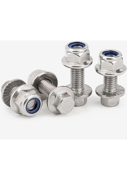 M5M6M8 304 Paslanmaz Çelik Flanş Kaymaz Dış Altıgen Vidalı Flanş Naylon Gevşeme Önleyici Somun Kombinasyonu *8-50 (Yurt Dışından) fırsatları