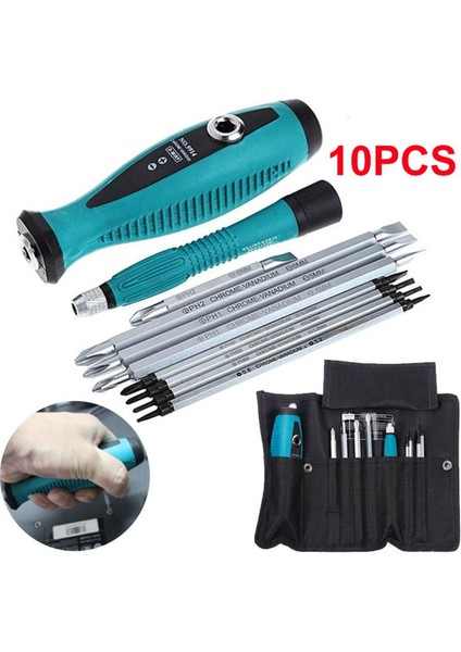 Dası Manyetik Tornavida Seti Hassas Manyetik Phillips Oluklu Yıldız Uçları Onarım Alet Setleri (2 Kolu + 8 Tornavida Kafası) (Yurt Dışından)
