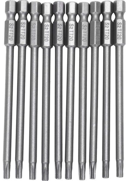 10 Adet 100MM Uzunluk 1/4 Inç Hex Shank T20 Torx Güvenlik Tornavida Uçları, Gri (Yurt Dışından) fiyatları