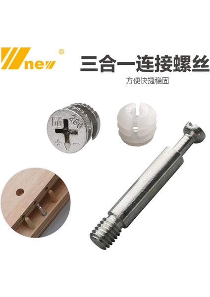 3'ü 1 Arada Vidalı Mobilya Konektörü Elbise Dolabı Bağlantı Fikstürü Eksantrik Somun Bağlantısı (Yurt Dışından)