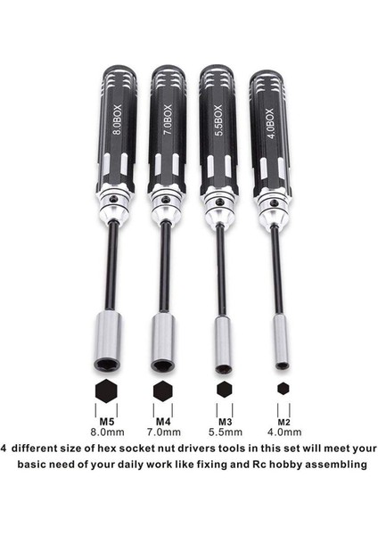 Altıgen Sürücü Kolu-4 Adet x Altıgen Soket Tornavidalar Anahtar-Siyah (Yurt Dışından)