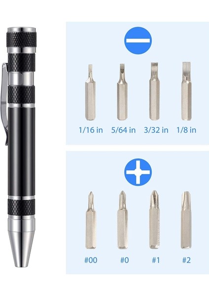 Adet Kalem Tornavida Kullanışlı Alet 8 In 1 Manyetik Cep Tornavida Çok Fonksiyonlu Mini Alet Tamir Araçları (Siyah) (Yurt Dışından) modelleri