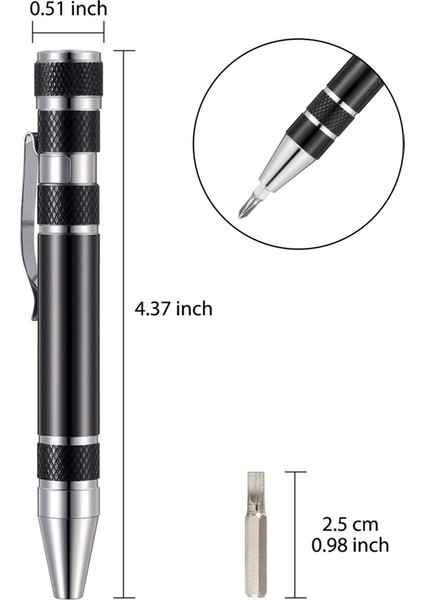 Adet Kalem Tornavida Kullanışlı Alet 8 In 1 Manyetik Cep Tornavida Çok Fonksiyonlu Mini Alet Tamir Araçları (Siyah) (Yurt Dışından) fırsatları