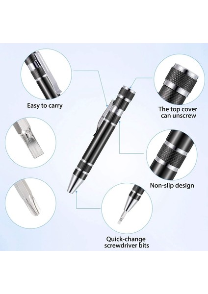 Adet Kalem Tornavida Kullanışlı Alet 8 In 1 Manyetik Cep Tornavida Çok Fonksiyonlu Mini Alet Tamir Araçları (Siyah) (Yurt Dışından) indirimleri