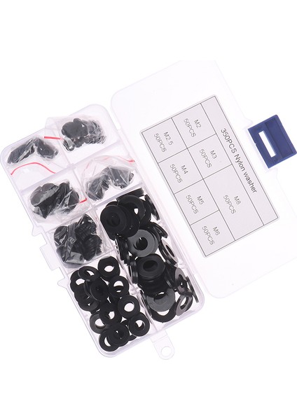 350 Adet M2/m2.5/m3/m4/m5/m6/m8 Siyah Naylon Düz Yıkayıcı Ürün Çeşitliliği Seti Seti Karşılaşma (Yurt Dışından) modelleri