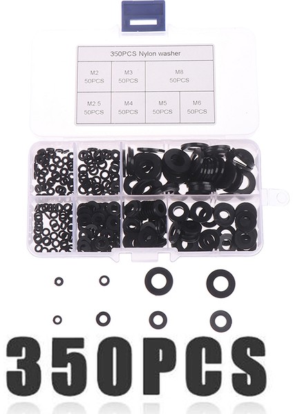 350 Adet M2/m2.5/m3/m4/m5/m6/m8 Siyah Naylon Düz Yıkayıcı Ürün Çeşitliliği Seti Seti Karşılaşma (Yurt Dışından) fırsatları