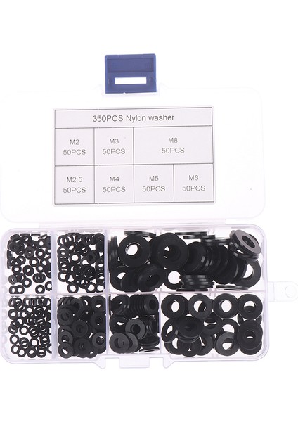 350 Adet M2/m2.5/m3/m4/m5/m6/m8 Siyah Naylon Düz Yıkayıcı Ürün Çeşitliliği Seti Seti Karşılaşma (Yurt Dışından) indirimleri