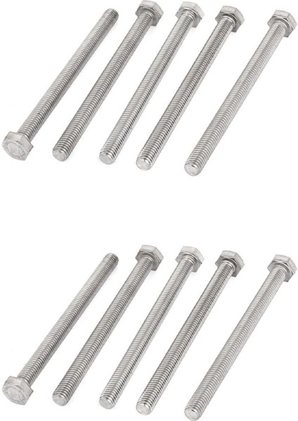 M8 x 100MM A2 Paslanmaz Çelik Tam Dişli Altıgen Başlı Vida Cıvatası 10 Adet (Yurt Dışından)