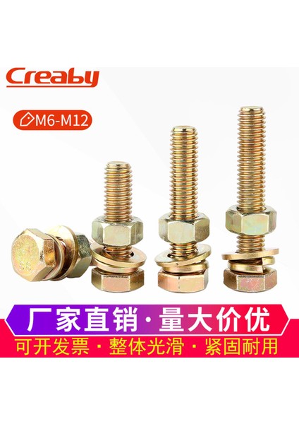 Renk Galvanizli 8.8 Sınıf Dış Altıgen Vida Somunu Seti Daquan Cıvata Somunu Kombinasyonu Aksesuarları M6M8M10M12 (Yurt Dışından)