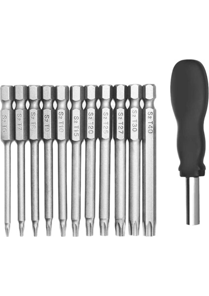 11 Paket 75MM Torx Başlı Bit Seti Hex Shank T6-T40 Yıldız 1 Saplı (Yurt Dışından)