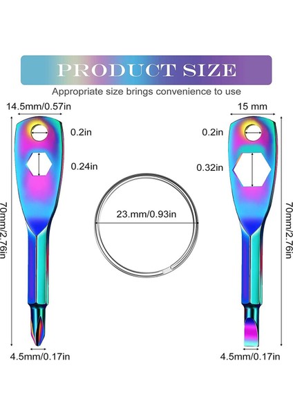 Takım Anahtarlık Tornavida Araçları 4'ü Bir Arada Tornavida Anahtarlık Düz Başlı ve Çapraz Anahtar Tornavida Aracı Çok Renkli (Yurt Dışından)
