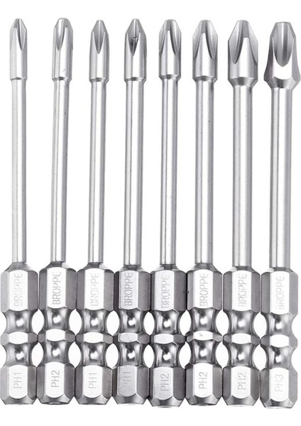 Broppe 8 Adet Darbe Phillips Tornavida Bit Seti Manyetik Tornavida Uçları ile Yüksek Tork Çapraz Tornavida Bit S2 (Yurt Dışından)