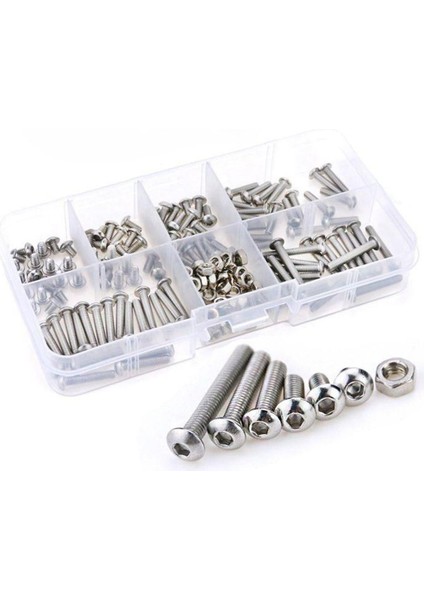 230 Adet M3 Paslanmaz Çelik Altıgen Altıgen Sürücü Düğme Kafası Soket Kapak Cıvata Vidalar Somun Çeşitler Kiti (M3) (Yurt Dışından)
