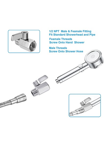 Duş Başlığı Kapatma Vanası, 304 Paslanmaz Çelik Mini Küresel Vana Npt Dişli (1/2 Inç Erkek x 1/2 Inç Kadın), 1 Paket (Yurt Dışından)