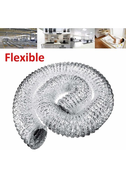 Havalandırma Için 3.1 Inç Flex Hava Alüminyum Folyo Kanal Kurutucu Havalandırma Hortumu 1.5m Jessica (Yurt Dışından)