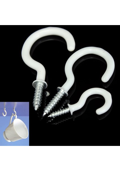 Flyeer 20X Pvc Kaplı Paslanmaz Çelik Vidalı Fincan Kanca Halka Bitki Takı Askı Tutucu Yemek Bar Aracı S (Yurt Dışından) indirimleri