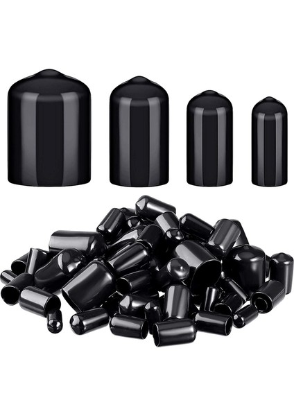 Bradoo- 80 Parça Kauçuk Uç Kapakları Esnek Cıvata Kapakları Döner Kapaklar 4 Boyutta Diş Koruyucular 1/4 Ila 3/4 Inç (Siyah) (Yurt Dışından) fiyatları