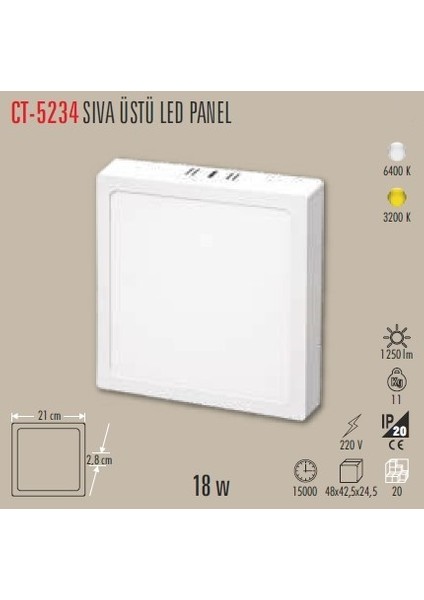 Ct 5234 Beyaz Kasa Cata 18W Sıva Üstü LED Spot Armatür Beyaz Işık fırsatları