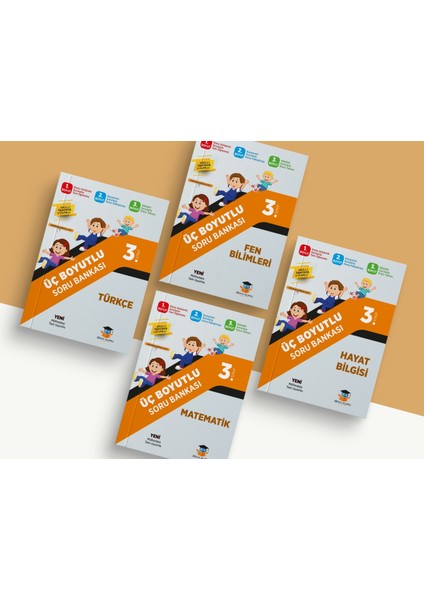 Zeka Küpü 3. Sınıf Üç Boyutlu Soru Bankaları Seti (4 Kitap)