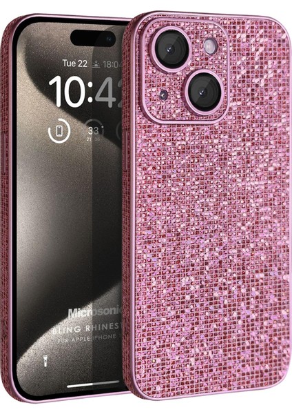 Apple iPhone 15 Plus Kılıf Bling Rhinestones Pembe