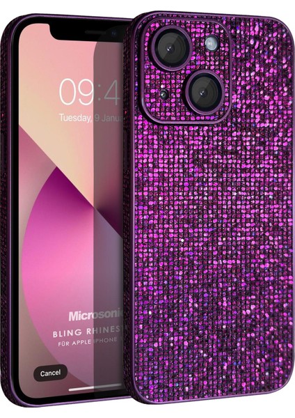 Apple iPhone 14 Kılıf Bling Rhinestones Mor