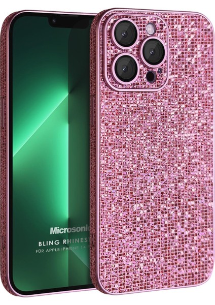 Apple iPhone 13 Pro Max Kılıf Bling Rhinestones Pembe