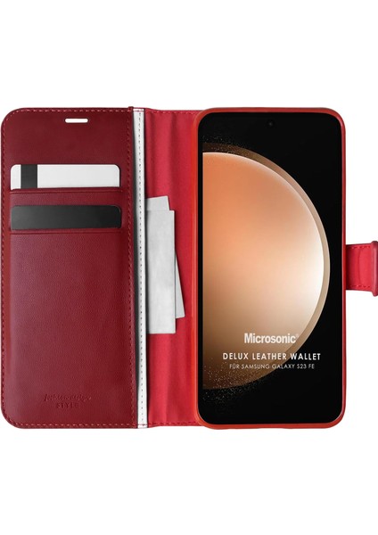 Samsung Galaxy S23 Fe Kılıf Delux Leather Wallet Kırmızı