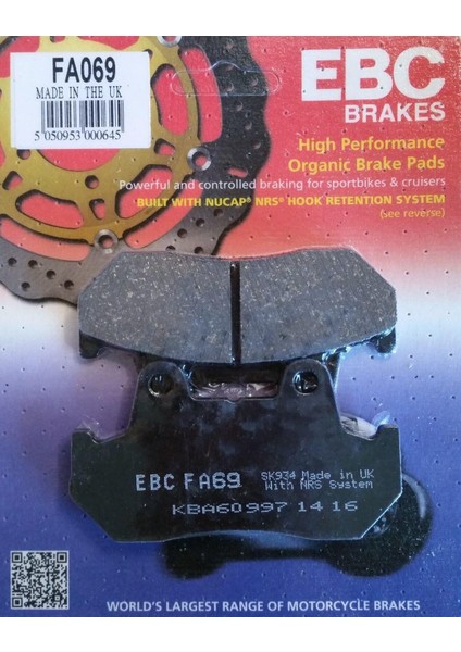 FA069 1982-1983 Honda Goldwing Gl 1100 Uyumlu Arka Fren Balatası Organik Balata fiyatları