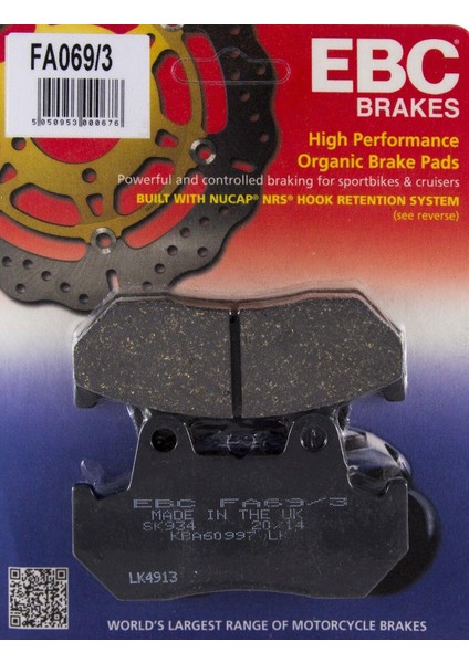 FA069-3 1990-2000 Honda Goldwing Gl 1500 Se Uyumlu Arka Fren Balatası Organik Balata fiyatları