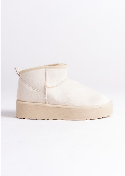 Kalın Tabanlı Yuvarlak Burunlu Kürklü Kısa Kadın Bot