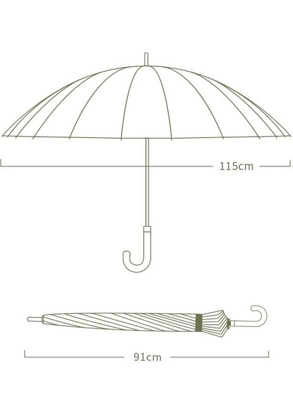 Kavisli Saplı Otomatik Büyük Şemsiye 24 Çerçeveli Iş (Yurt Dışından)