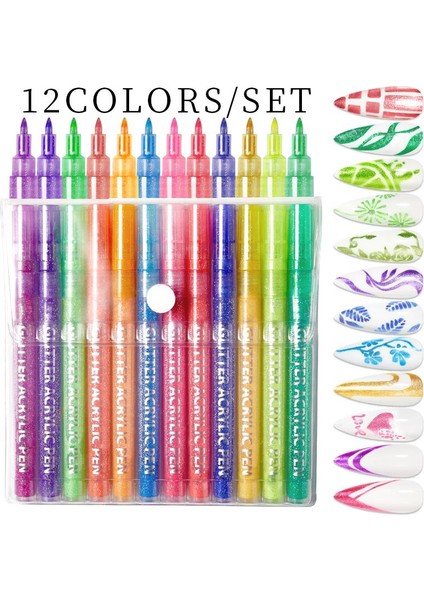 Glitter Metallic Color Nail Art Graffiti Kalem Seti 12 Adet(55334-01)