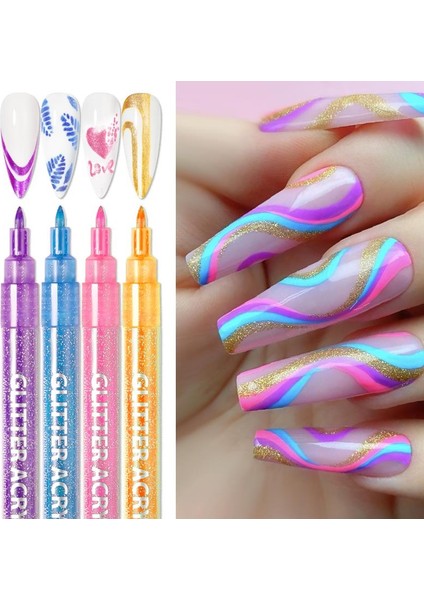 Glitter Metallic Color Nail Art Graffiti Kalem Seti 12 Adet(55334-01) fiyatları